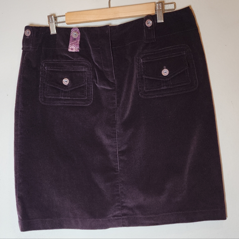 Etcetera Purple Corduroy Mini Skirt Front Pockets Women's Size 12